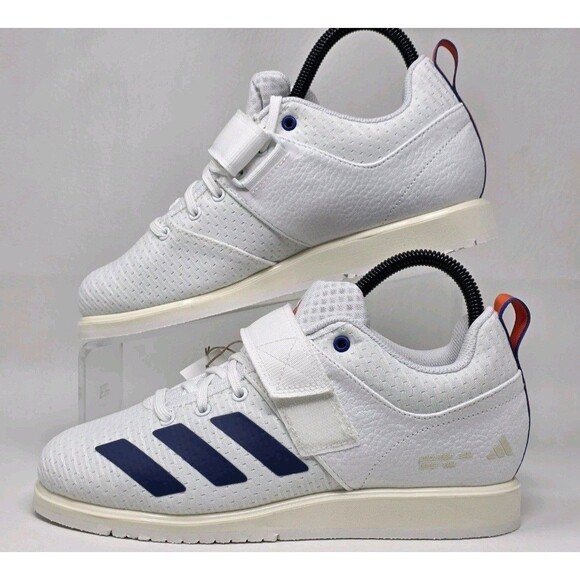 New Adidas Powerlift 5 Weightlifting Shoes Men Size 9.5 White Blue Orange JP9878